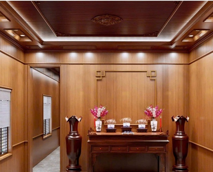 Ốp tường phòng thờ bằng tấm nano